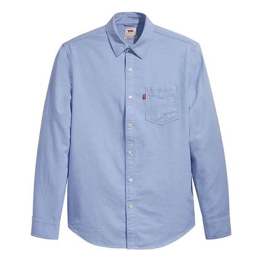 Men's Levis lapel Long Sleeves Button Shirt Light Blue 85746-0001