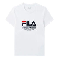 Men's FILA Printing Round Neck Pure Cotton White T-Shirt F61W028121F