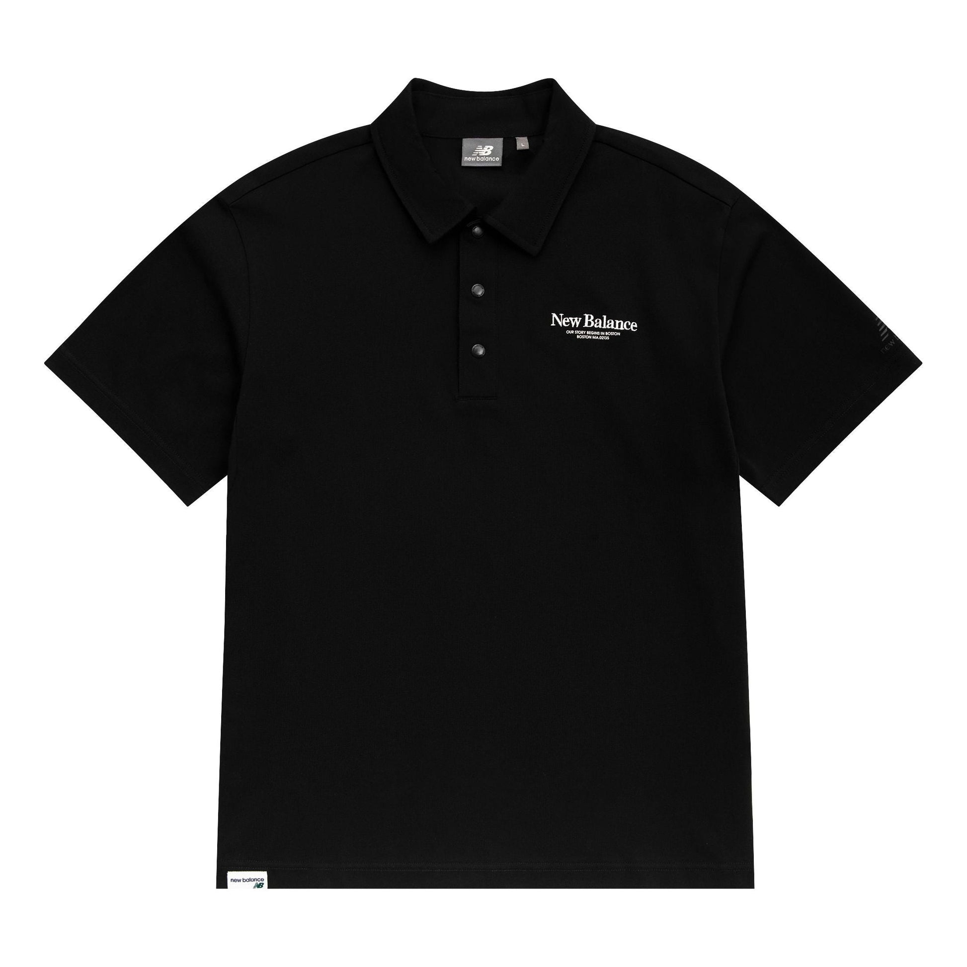 New Balance Logo Polo T-Shirt Asia Sizing 'Black White' 5FD24193-BK