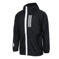 adidas WND JKT Casual Sports hooded Woven Jacket Black DZ0047