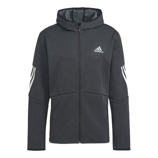 Men's adidas Stripe Zipper Hooded Jacket Black HC3060