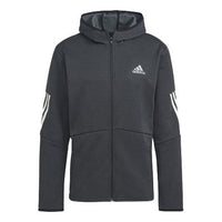 Men's adidas Stripe Zipper Hooded Jacket Black HC3060