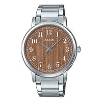 CASIO es Men's Silver/ Unisex Mens Brown Analog MTP-E145D-5B2