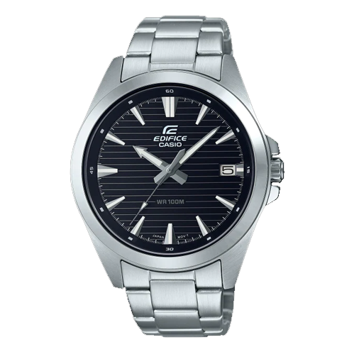 Men's CASIO EDIFICE Series Minimalistic Business 100m Waterproof Watch Mens Silver Analog EFV-140D-1AV
