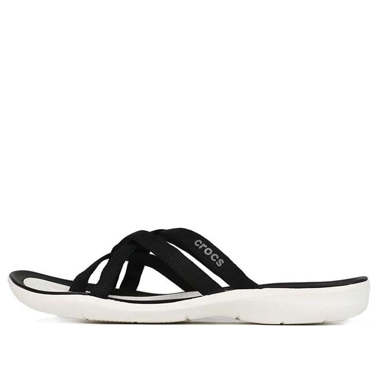 (WMNS) Crocs Beach & Pool SlidesSlippers 'Black White' 205479-066