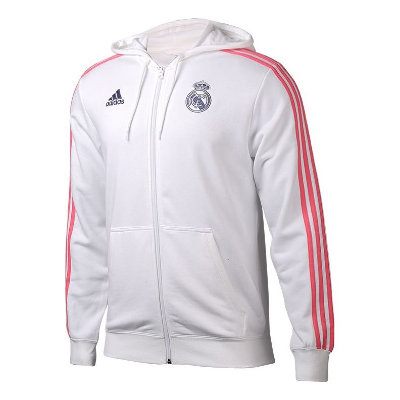 adidas Real Madrid Soccer/Football Sports Hooded Jacket White GH9995