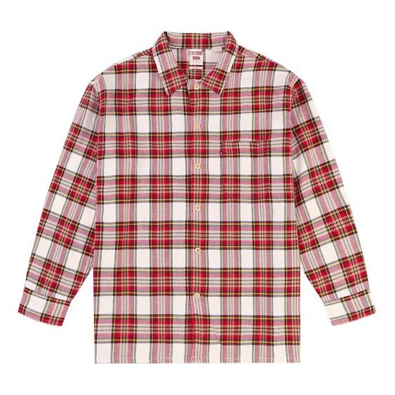 Men's Levis lapel Plaid Loose Shirt Jacket Colorblock 38705-0002