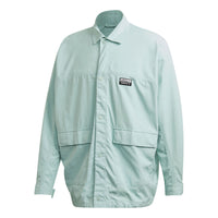 adidas originals Solid Color Cargo Pocket Sports Jacket Light Green FM2247