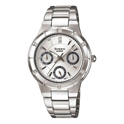 CASIO Waterproof Sports SHEEN Silver Analog SHE-3800D-7A