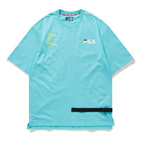 FILA FUSION Alphabet Logo Printing Knit Short Sleeve Sky Blue T11M023102F-LB