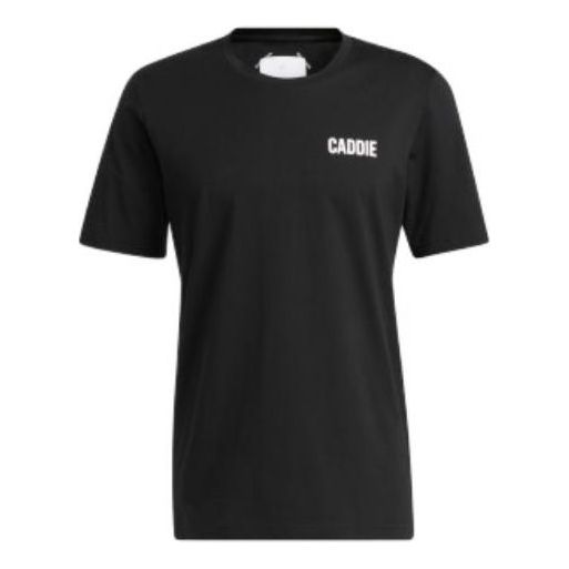 Men's adidas SS22 Solid Color Logo Label Straight Short Sleeve Black T-Shirt HA8766