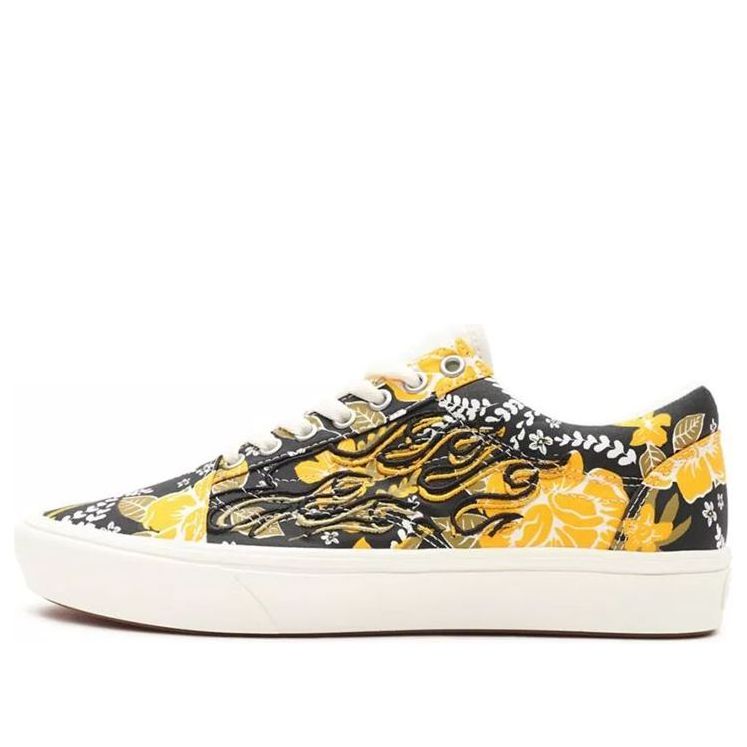 Vans Flame Embroidery Comfycush Old Skool 'Black Yellow' VN0A3WMA4B9