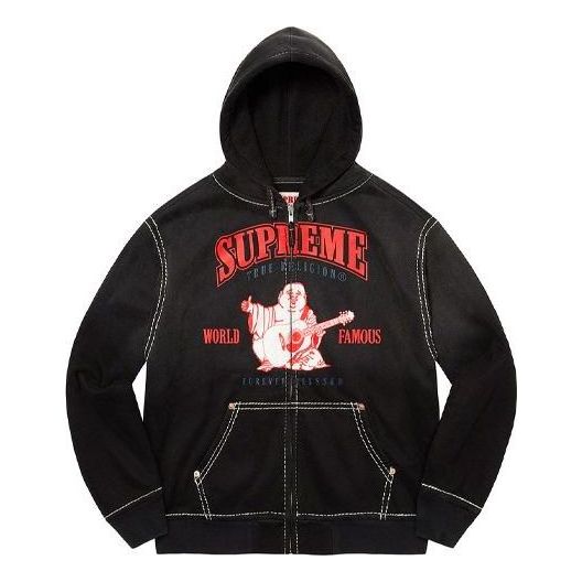 Supreme x True Religion Zip Up Hooded Sweatshirt 'Black White Red' SUP-FW21-215