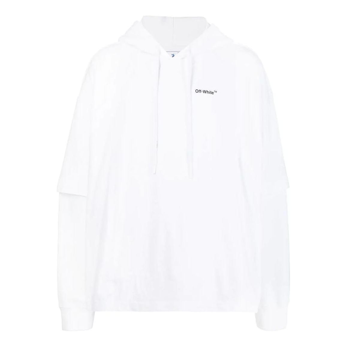 Men's Off-White SS22 Logo Printing Arrow Pattern Hooded Long Sleeves Version White OMBB097C99FLE0020110