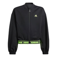 (GS) adidas Dance Full-Zip Crop Hoodie Asia Sizing 'Black Green' IA1531