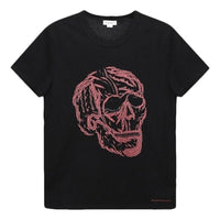 Men's Alexander McQueen SS21 Skeleton Pattern Round Neck Short Sleeve Black 631391-QPZ87-0911