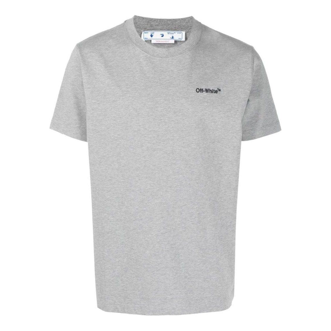 Men's Off-White SS22 Solid Color Logo Printing Round Neck Short Sleeve Gray T-Shirt OMAA027C99JER0090810