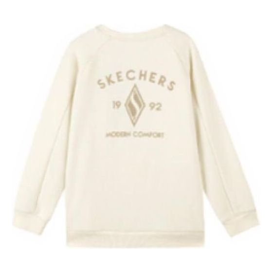 (GS) Skechers Round Neck Fleece-lined Thick Pullover Sweatshirt 'White' L422B006-00PS