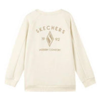 (GS) Skechers Round Neck Fleece-lined Thick Pullover Sweatshirt 'White' L422B006-00PS