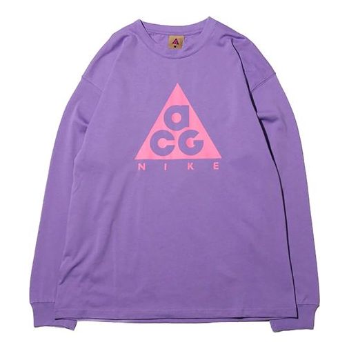 Men's Nike ACG Basic Logo Printing Round Neck Pullover Long Sleeves T-Shirt 'Space Purple Lotus Pink' BQ7203-567
