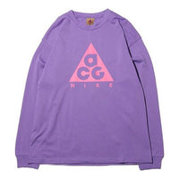 Men's Nike ACG Basic Logo Printing Round Neck Pullover Long Sleeves T-Shirt 'Space Purple Lotus Pink' BQ7203-567