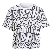 (WMNS) adidas Allover Graphic Boyfriend Tee 'White Black' IC5710