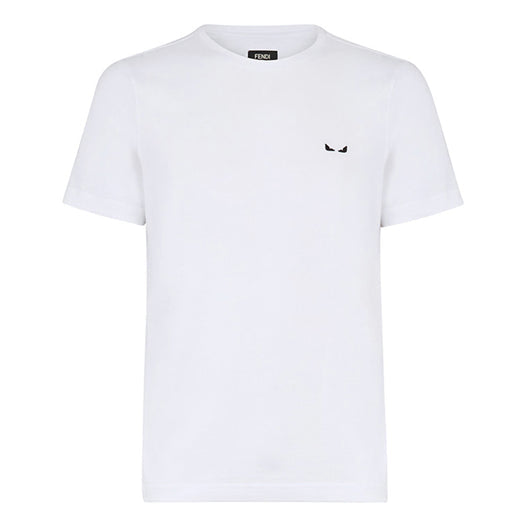 Men's FENDI Round Neck Pattern Short Sleeve White FY0938A4SDF0QA0