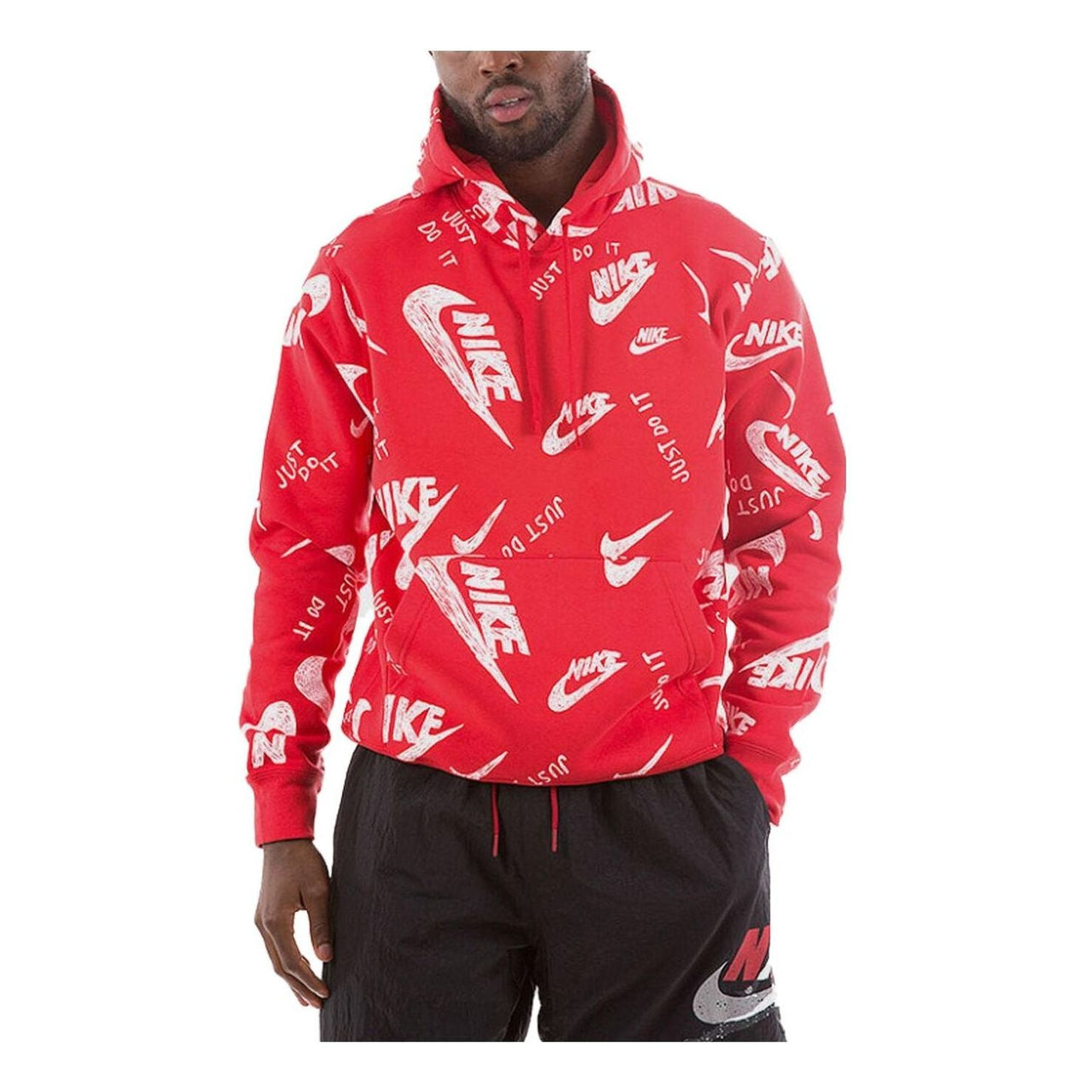 Nike Sportswear All Over Print Pullover Hoodie 'University Red' CU4341-657