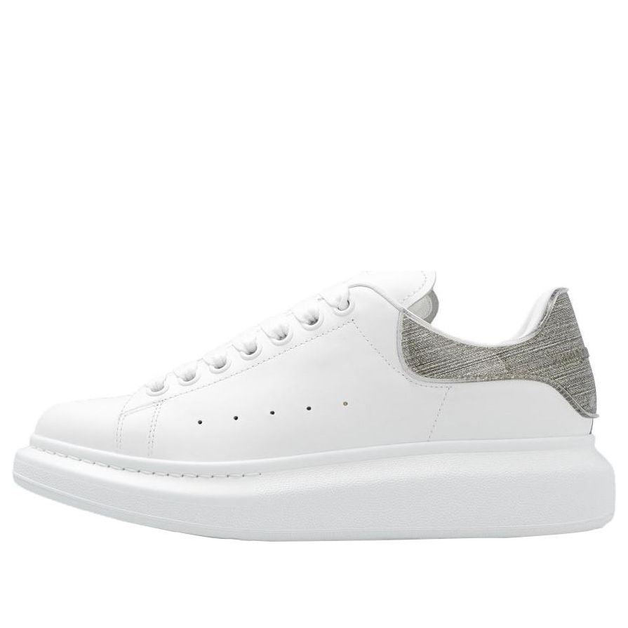 (WMNS) Alexander McQueen Oversized Leather Sneakers 'White Grey' 733010WICYK9075
