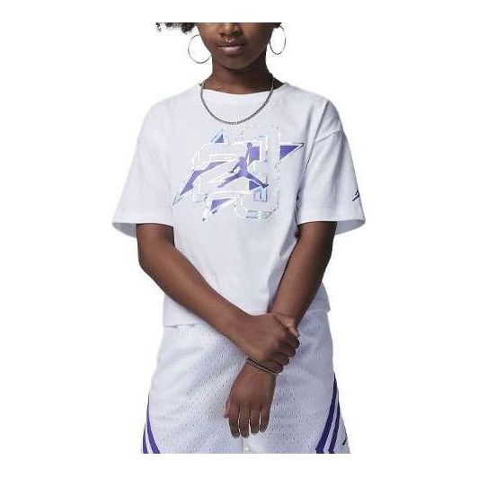 (GS) Air Jordan Jumpman Shine T-Shirt 'White' 45C823-001