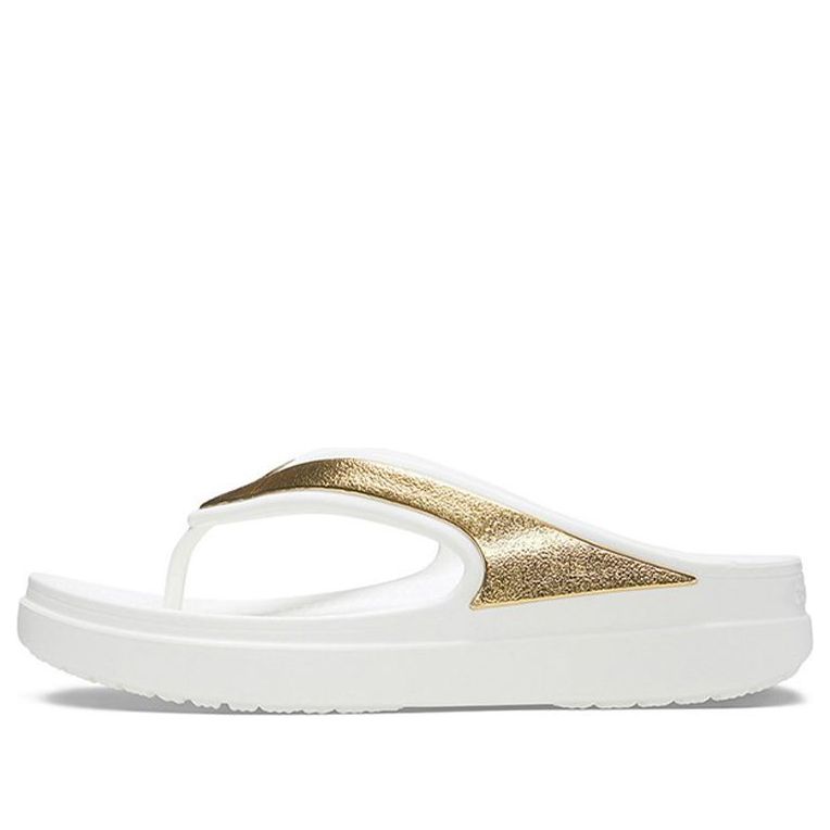(WMNS) Crocs Thick Sole White Gold Slippers 'White Gold' 206919-100