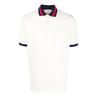 Gucci Cotton Piquet Polo With Web Collar 'Ivory' 701735-XJELJ-9750