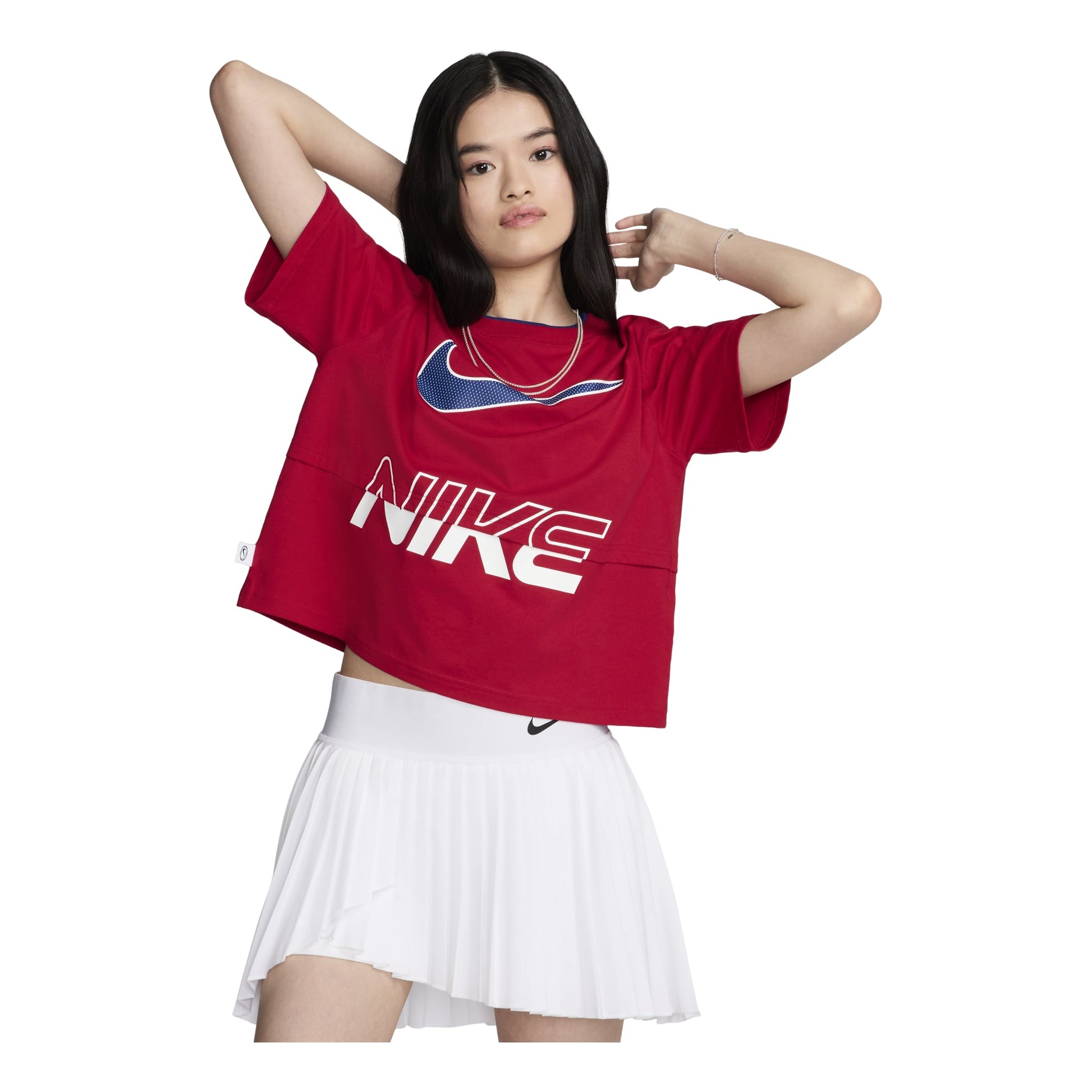 (WMNS) Nike Sportswear Logo T-shirt Asia Sizing 'Gym Red' HF6291-687