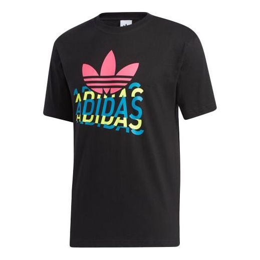 adidas originals Alphabet Printing Casual Sports Short Sleeve Black GL6871