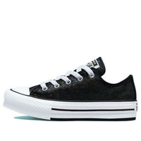 (GS) Converse Chuck Taylor All Star Lift Platform Iridescent Leather 'Black White' 671518C