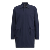 Men's adidas Casual Breathable Lapel Long Sleeves Jacket Japanese Version Navy Blue HD0011