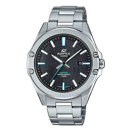 Men's CASIO EDIFICE Stainless Steel Strap Black quartz Watch Mens Silver Analog EFR-S107D-1AV