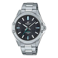 Men's CASIO EDIFICE Stainless Steel Strap Black quartz Watch Mens Silver Analog EFR-S107D-1AV