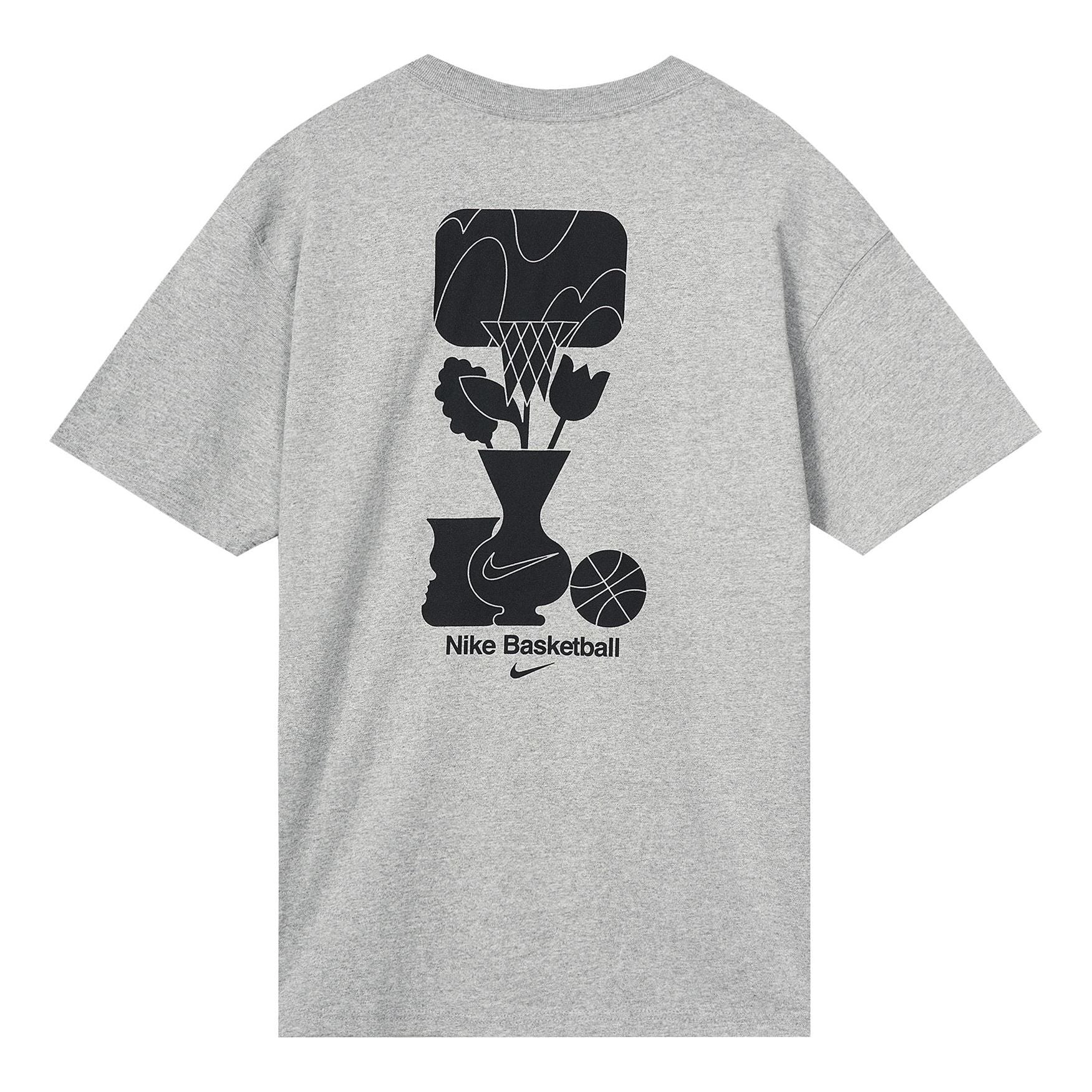 Men's Nike Loose Pattern Printing Round Neck Casual Loose Short Sleeve Dark Grey T-Shirt DQ1906-063