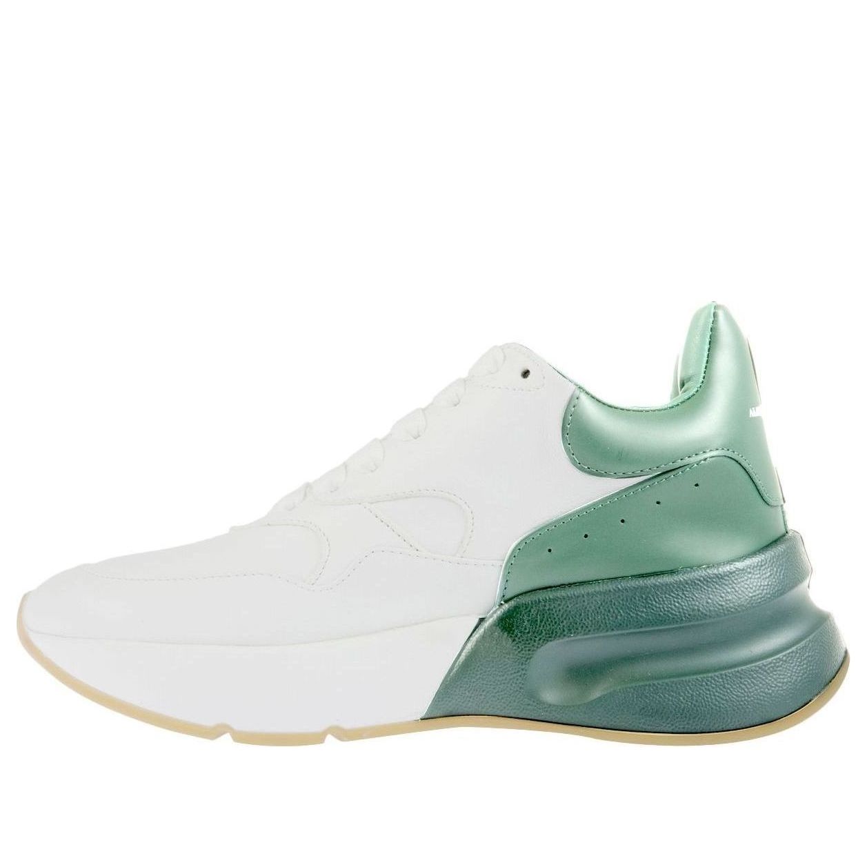 (WMNS) Alexander McQueen Oversized Runner Low Top Leather Sneakers with Mesh 'White Green' 533709WHRU39463