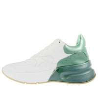 (WMNS) Alexander McQueen Oversized Runner Low Top Leather Sneakers with Mesh 'White Green' 533709WHRU39463