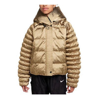 (WMNS) Nike Sportswear Swoosh Puffer Shine PrimaLoft Oversized Hooded Jacket 'Gold' FB8709-707