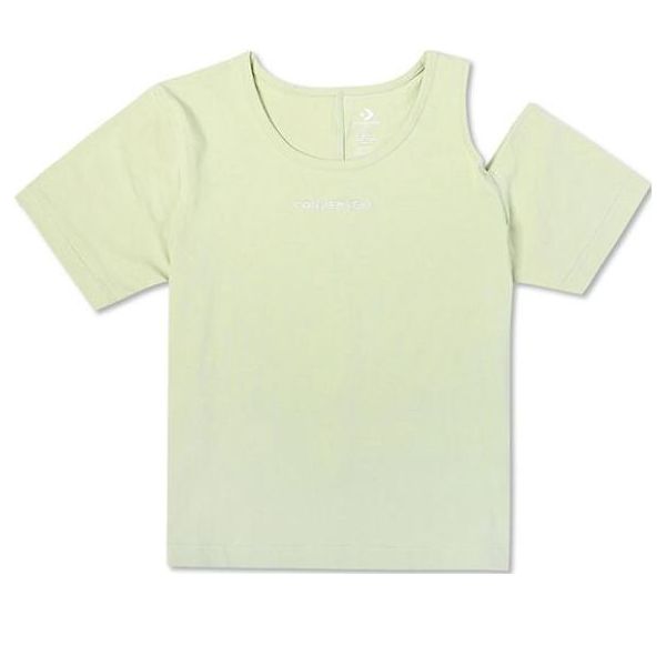 (WMNS) Converse Twisted Knits Slim Asymmetrical T-Shirt Asia Sizing 'Green' 10023192-A03