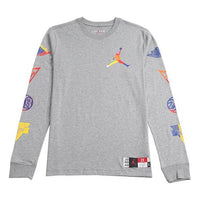 Air Jordan Basketball Colorful Logo Athleisure Casual Sports Long Sleeves Gray AT8939-091