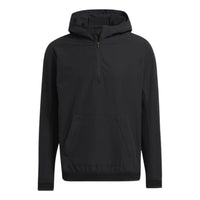 Men's adidas Adicross Solid Color Hooded Half Zipper Kangaroo Pocket Long Sleeves Black GM1206