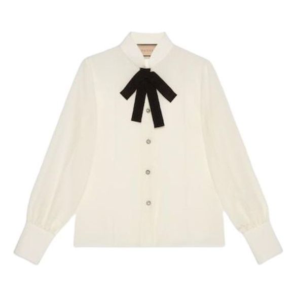 (WMNS) Gucci Silk Crepe De Chine Shirt 'Ivory' 771808-ZAAOG-9136