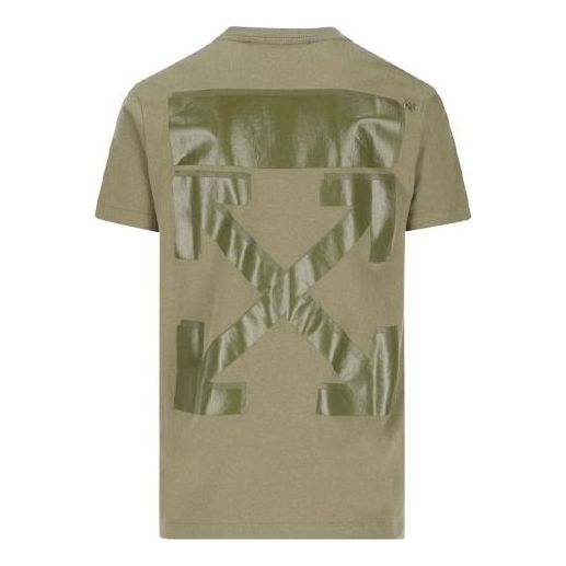 Off-White FW21 Logo Arrow Pattern Round Neck Short Sleeve Ordinary Version Green OMAA027F21JER0075555