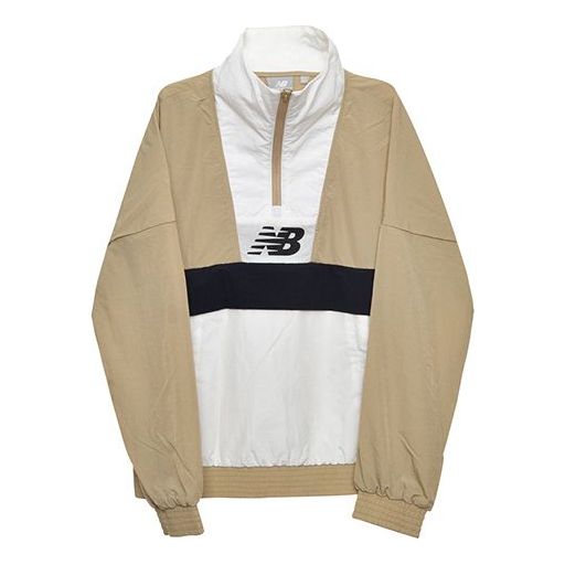 (WMNS) New Balance Woven Stand Collar Half Zipper Casual Jacket Milky White NA933012-IV