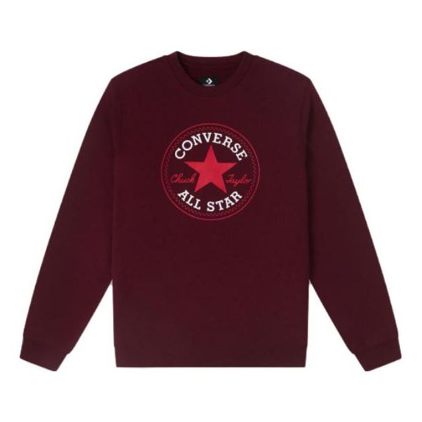 (WMNS) Converse Go-To All Star Patch Standard-Fit Fleece Crew Sweatshirt Asia Sizing 'Burgundy' 10025472-A06