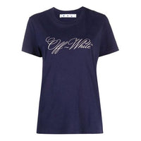 (WMNS) Off-White SS21 Logo Printing Short Sleeve Slim Fit Navy Blue T-Shirt OWAA049R21JER0124501